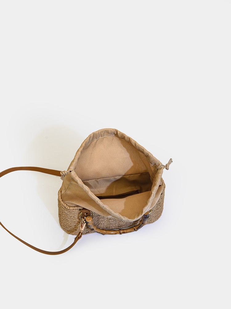 Handcrafted Bamboo Tote Bag Stylish Woven Beach Handbag