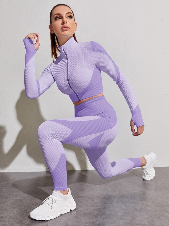 Sports Yoga Suit Running Fitness Nylon Quick Drying Long Sleeved Trousers Set Women