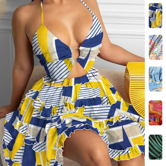 Sexy Hollow Neck V-Neck Cake Dress