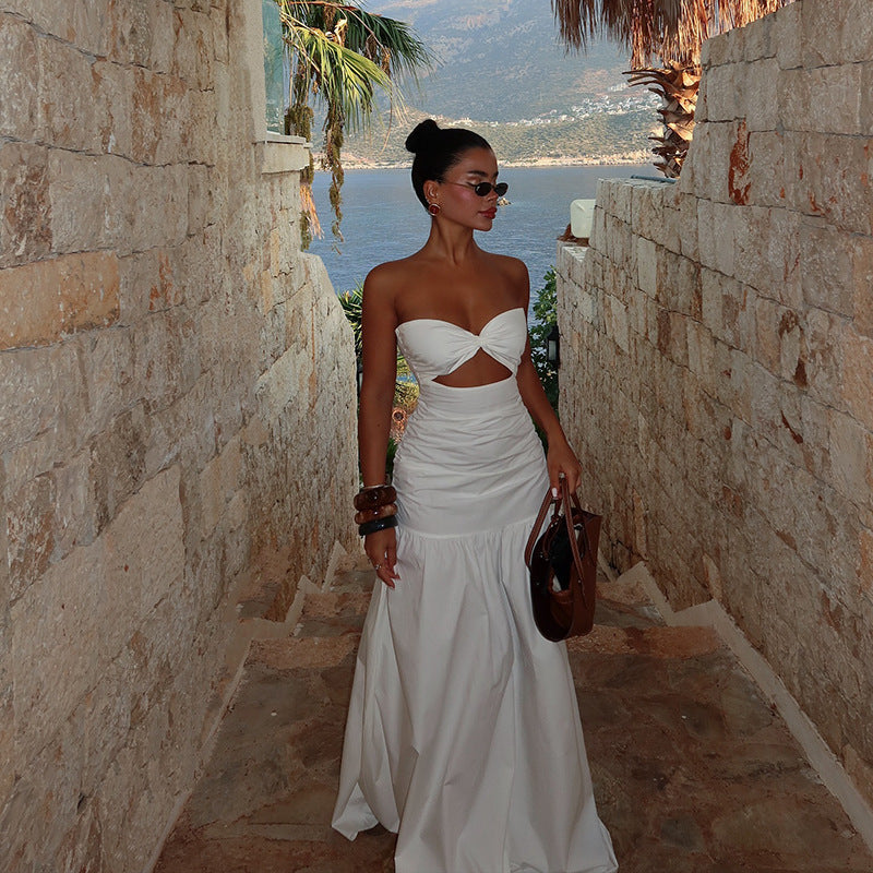 Summer Sexy Strapless Hollow Out Maxi Dress