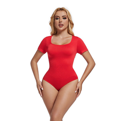 Form-Fitting Seamless Short Sleeve Bodysuit For Women