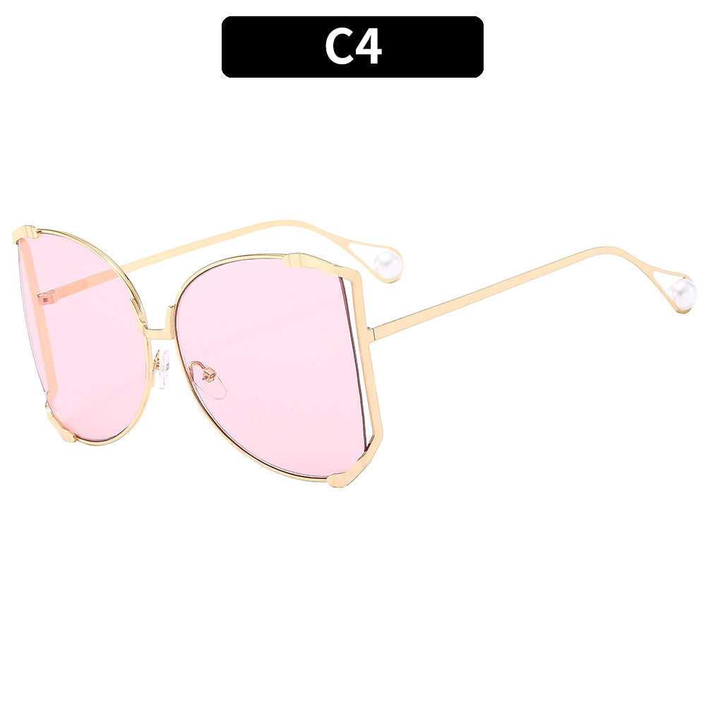 Trendy Oversized Metal Sunglasses UV400 Protection