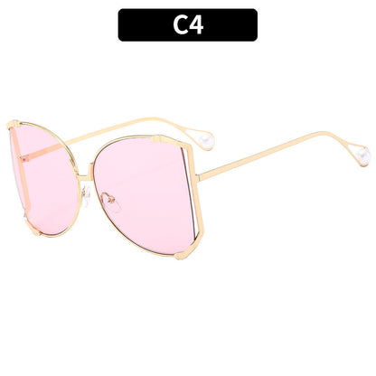 Trendy Oversized Metal Sunglasses UV400 Protection
