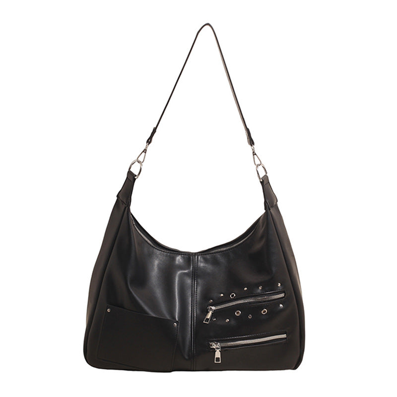 Trendy Chic One-Shoulder Bag With Eyelet Zipper Decoration