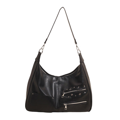 Trendy Chic One-Shoulder Bag With Eyelet Zipper Decoration