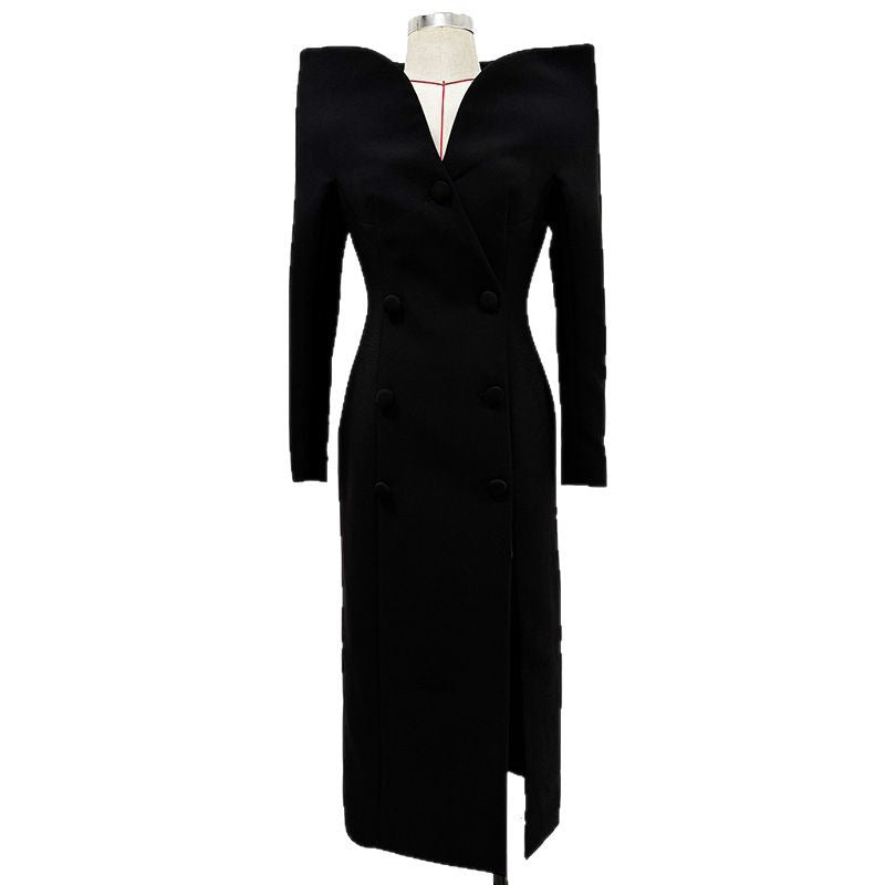 Fashionable Slim Fit Long Trench Coat With Stand Collar