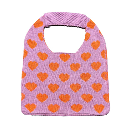 Cute Love Color Block Knit Shoulder Bag