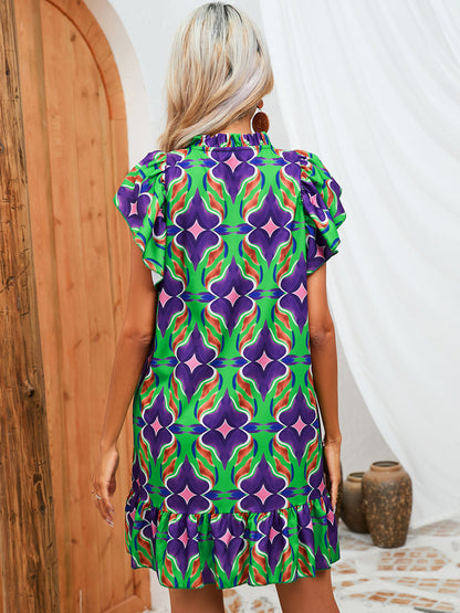 Dress Summer Print Ruffled Skirt