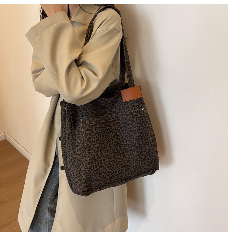 Leopaed Print Shoulder Bag Large Capacity Tote Bag