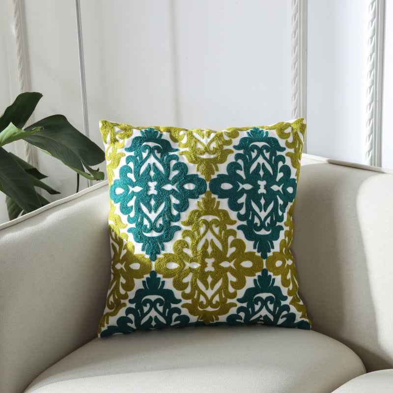 Towel Embroidered Cushion Cover Pillow Cover 45X45 Cotton Canvas Backrest Sofa Fresh Nordic Fashion