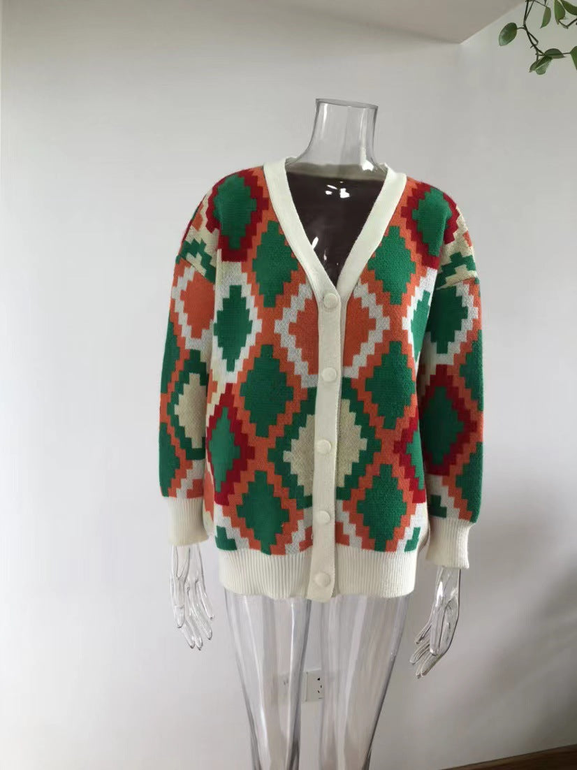 Autumn And Winter New Women'S Knitted Cardigan Loose Sweater Coat Sweater Cardigan