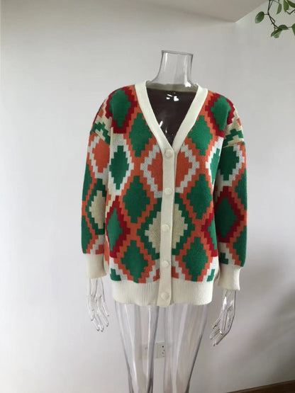 Autumn And Winter New Women'S Knitted Cardigan Loose Sweater Coat Sweater Cardigan