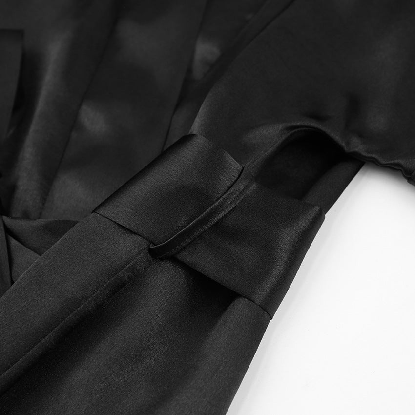 Feather Solid Color Casual Sleepwear Dress