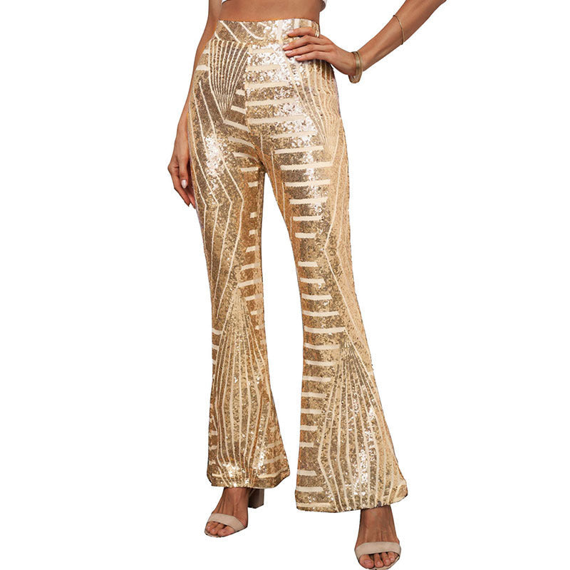 Sequin Slacks Women'S New High Waist Loose Straight Leg Trousers For Autumn