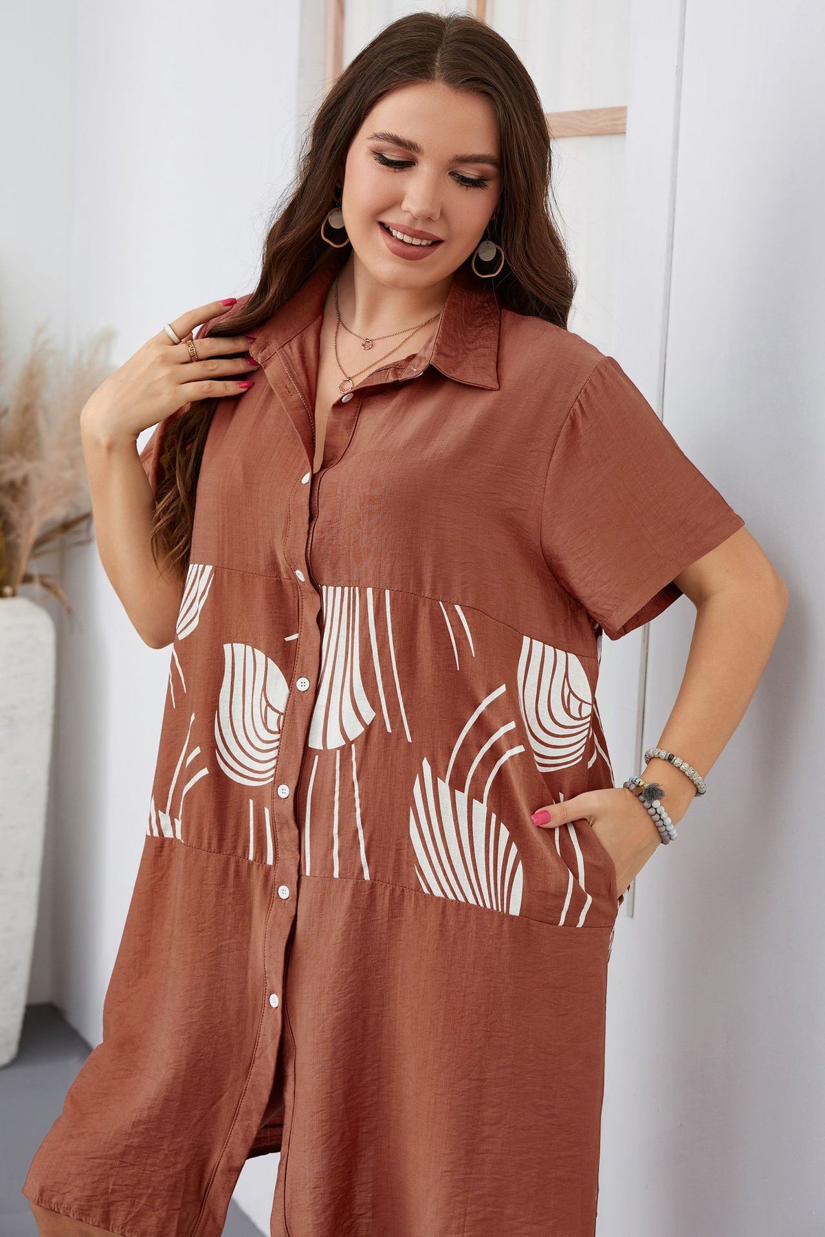 Animal Print Long Sleeve Shirt Casual Business Oversized Top