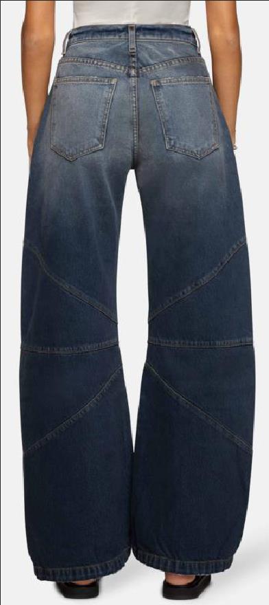 Trendy Pleated Splice Straight Leg Baggy Jeans