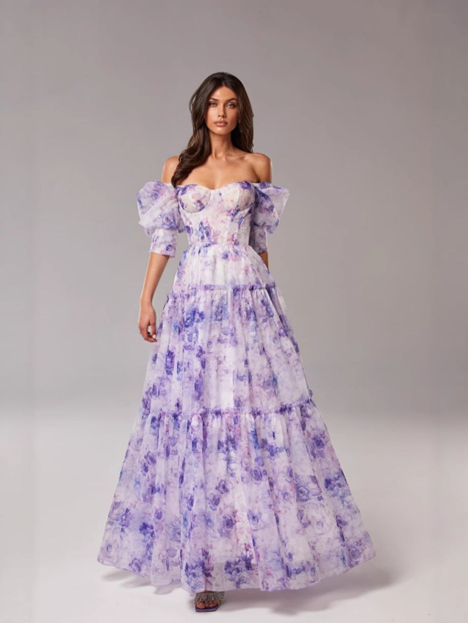 Off-Shoulder Chiffon Long Evening Dress For Women