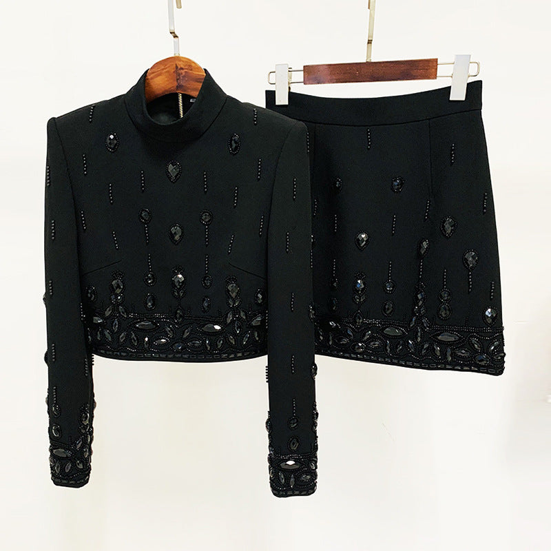 Embellished Two-Piece Set with Short Skirt