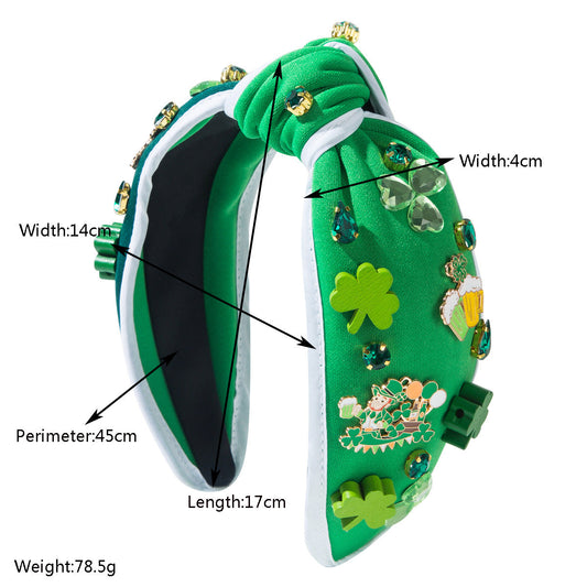 Green Shamrock Headband With Rhinestones for St. Patrick's Day