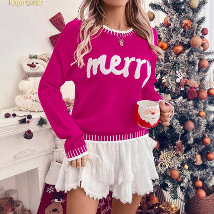 Casual Round Neck Knit Christmas Pullover Sweater