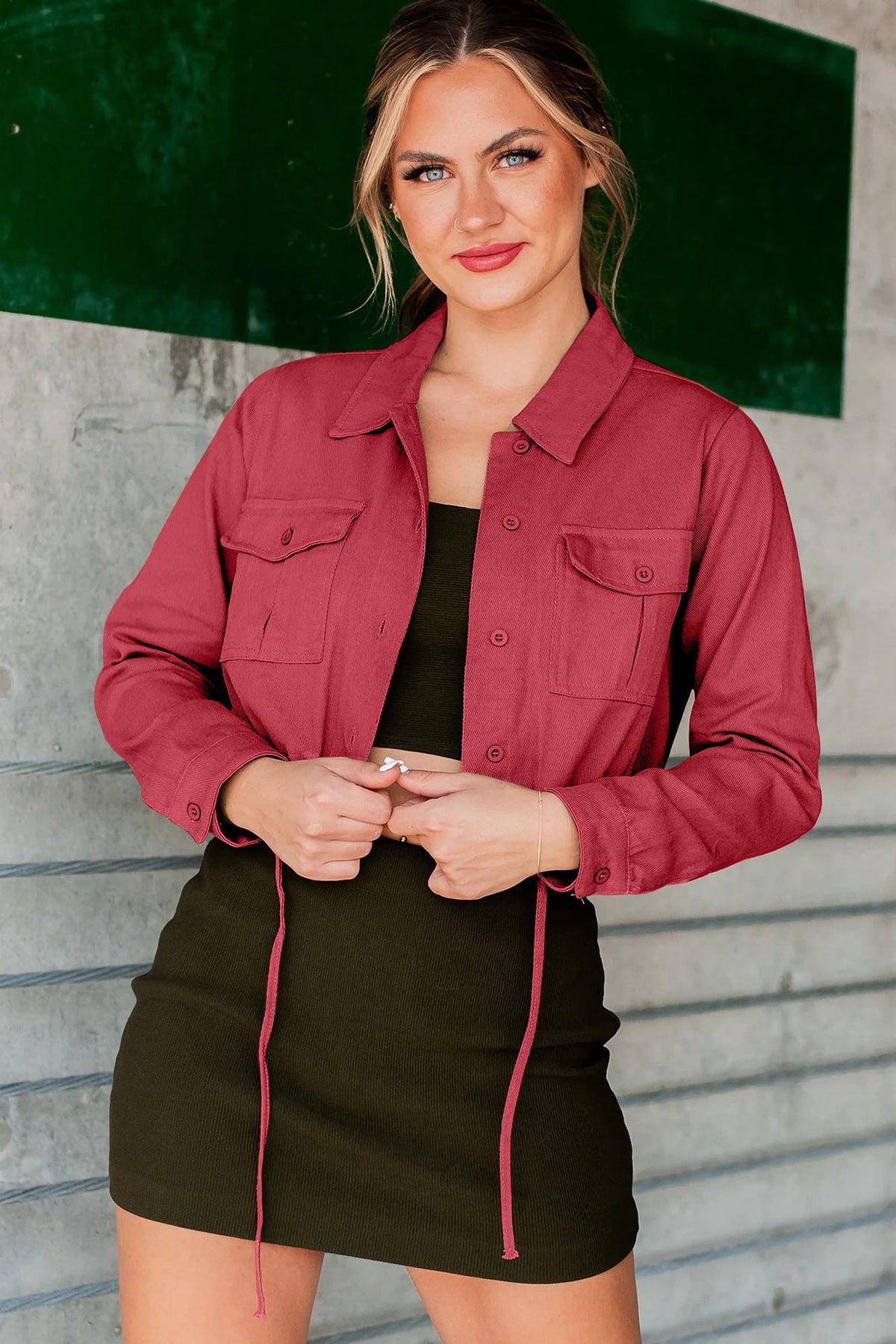 Trendy Casual Denim Shirt with Dual Pockets