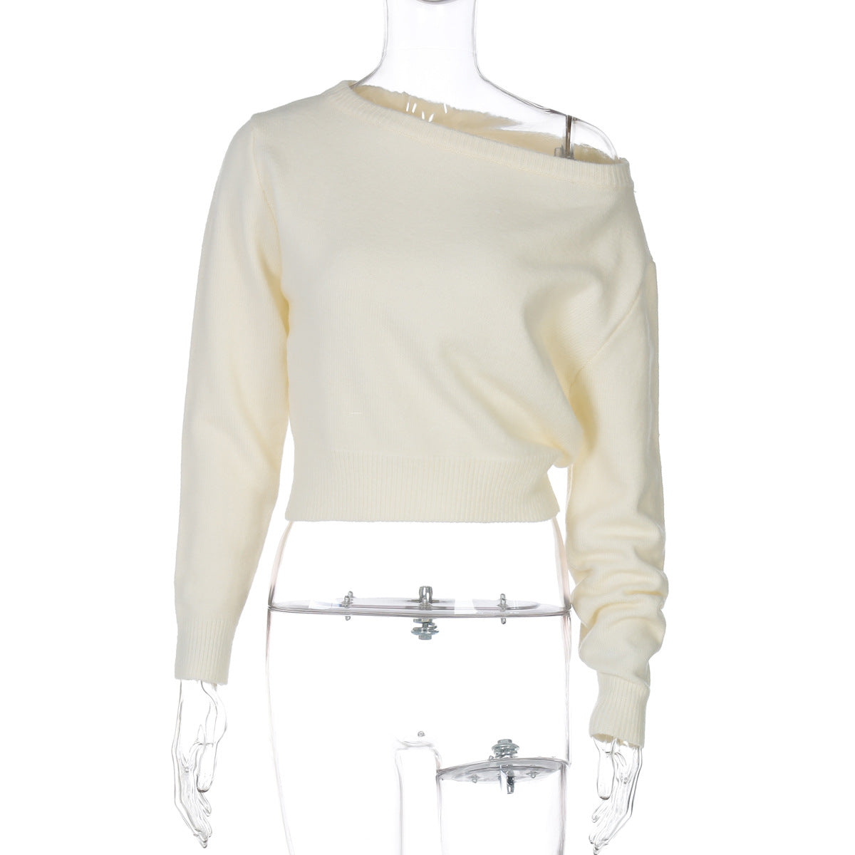 Chic Crop Top with Asymmetrical Neckline Trendy Streetwear