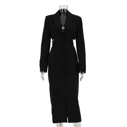 New Hollow Waist Design Elegant Blazer Dress
