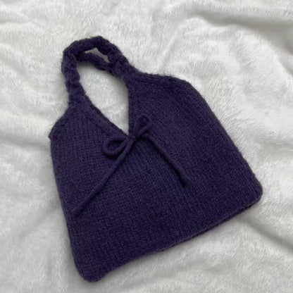 Cute Bow Knot Knit Handbag Underarm Bag
