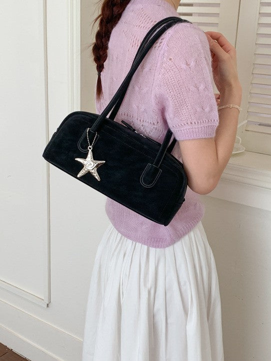 Trendy City Simplistic Shoulder Bowling Bag with Star Pendant