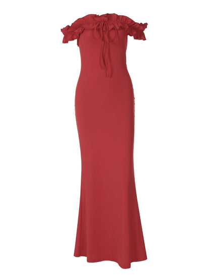 Elegant Off-Shoulder Ruffled Bodycon Dress