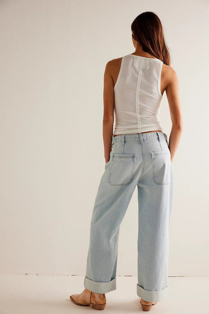 Washed Street Straight Leg Jeans