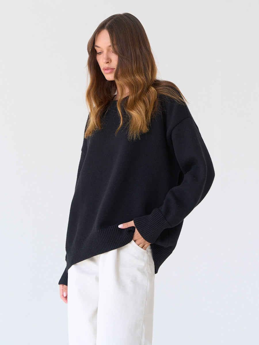 Casual Solid Color Sweater Knitted Pullover