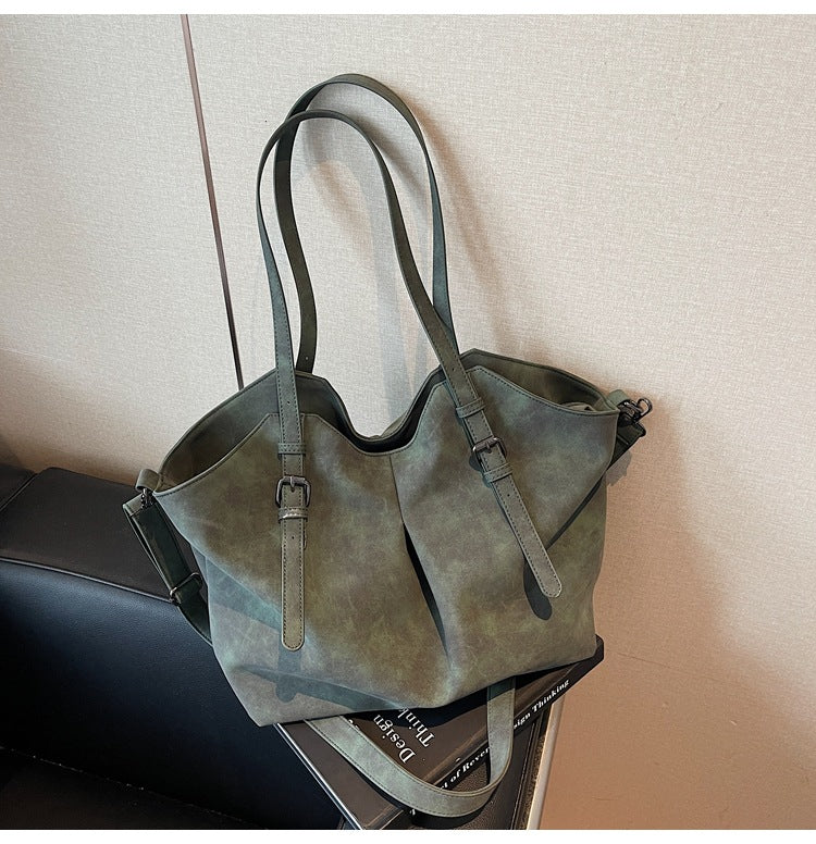 Fashionable Vintage Faux Leather Tote Bag for Casual Commuting