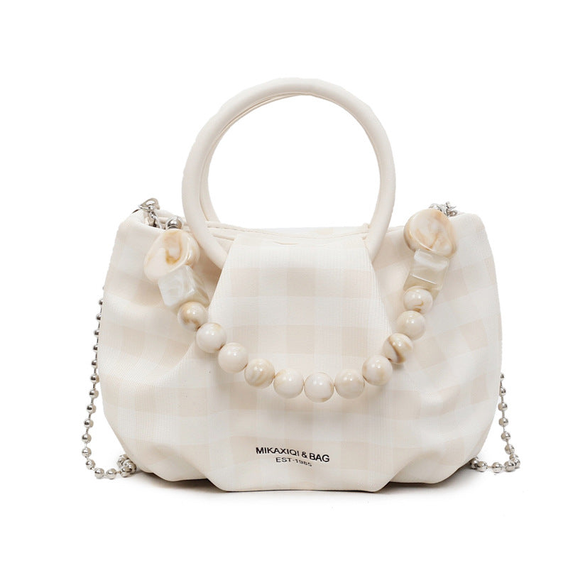 Trendy Checkered Bucket Bag Stylish Crossbody Tote