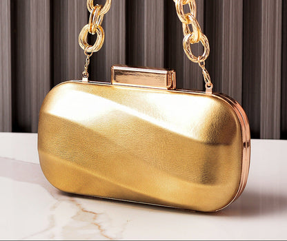 Metallic Evening Clutch Bag Silver Leather Party Bag