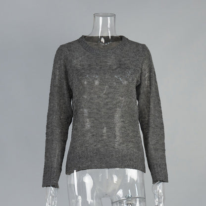 Comfortable Knit Sweater with Round Neck for Women