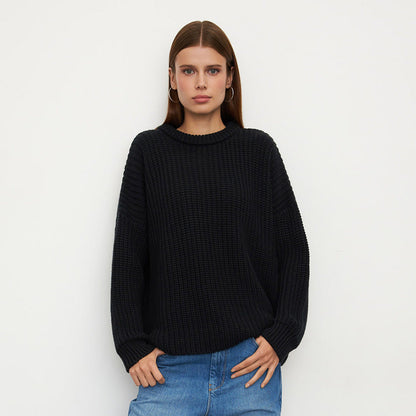Loose-Fit Lantern Sleeve Knit Sweater