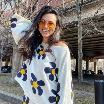 Women'S Fashion Casual Colorful Flower Sweater Knit Suit