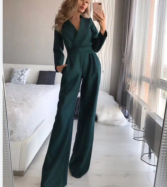 Elegant Midi Jumpsuit With Side Closure In Polyester