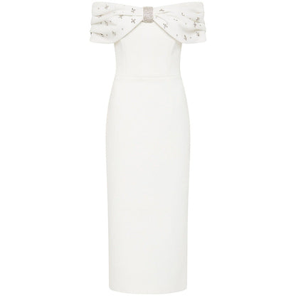 One-Shoulder Beaded Midi Dress