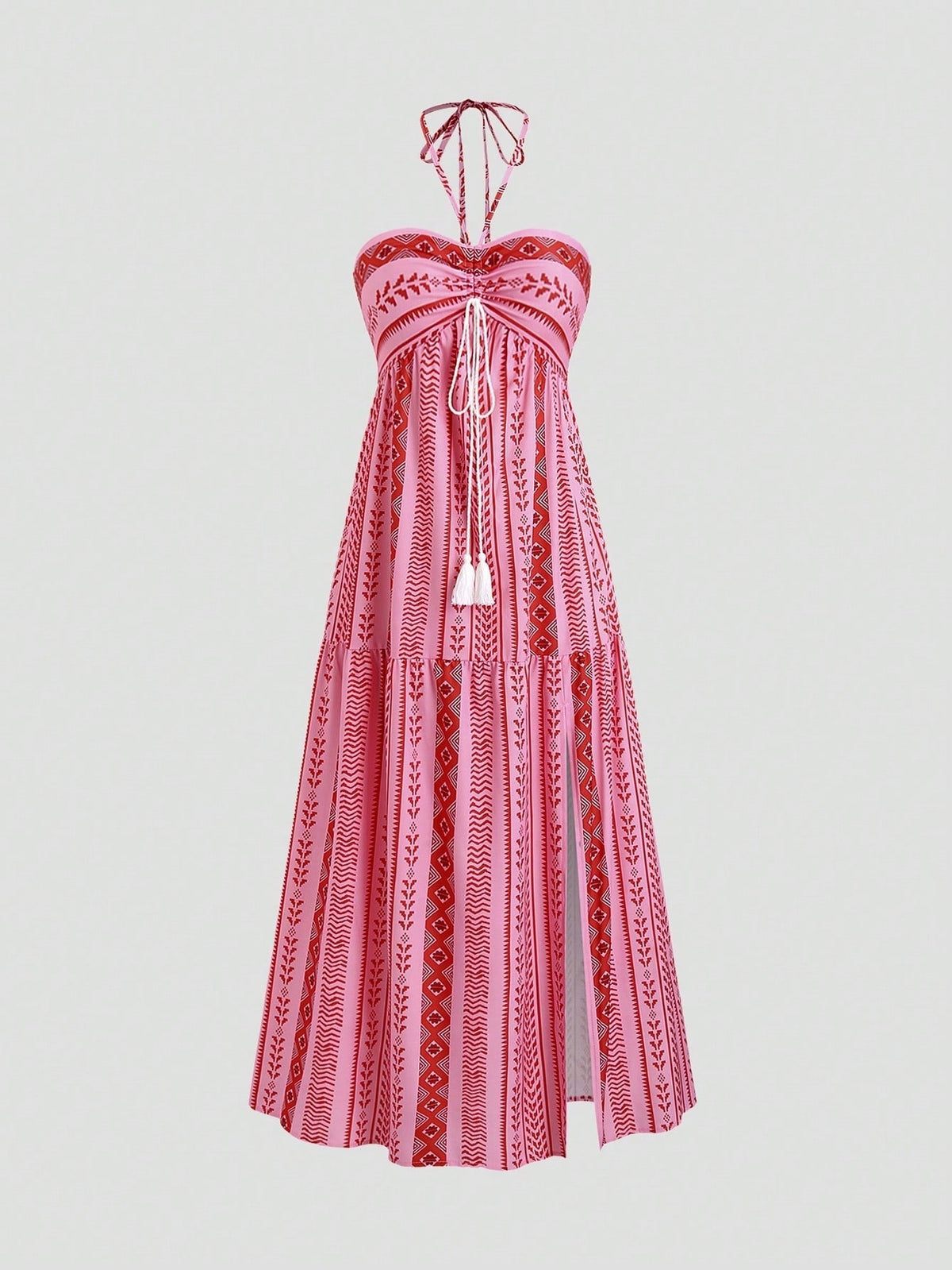 Print Halter Print String Midi Dress