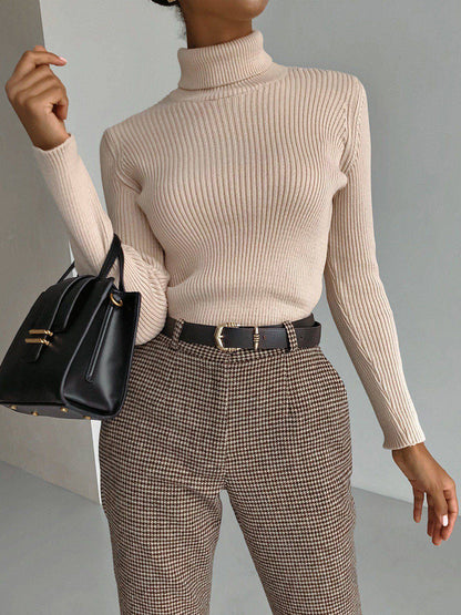 Long Turtleneck Knitted Sweater for Plus Size Women