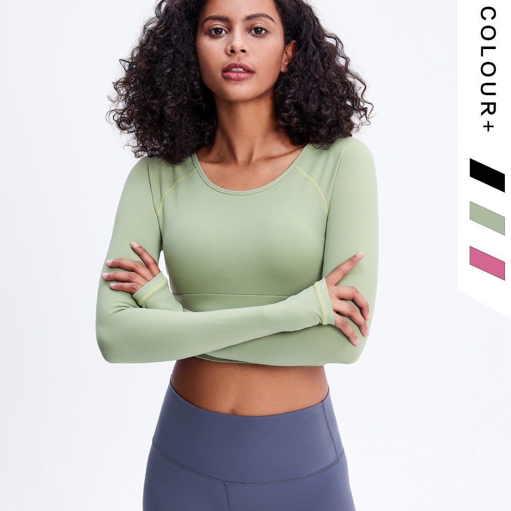 Quick-Dry Breathable Yoga High-Elastic Tight Shorts Stylish Long-Sleeved Fitness Yoga Top Girl