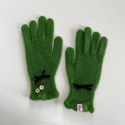 Bow Knot Wool Touchscreen Winter Gloves