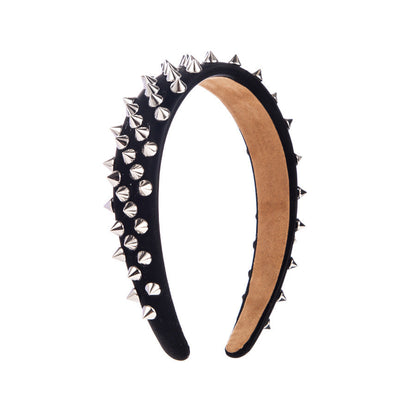 Trendy Wide Brim Leather Headband with Rivets