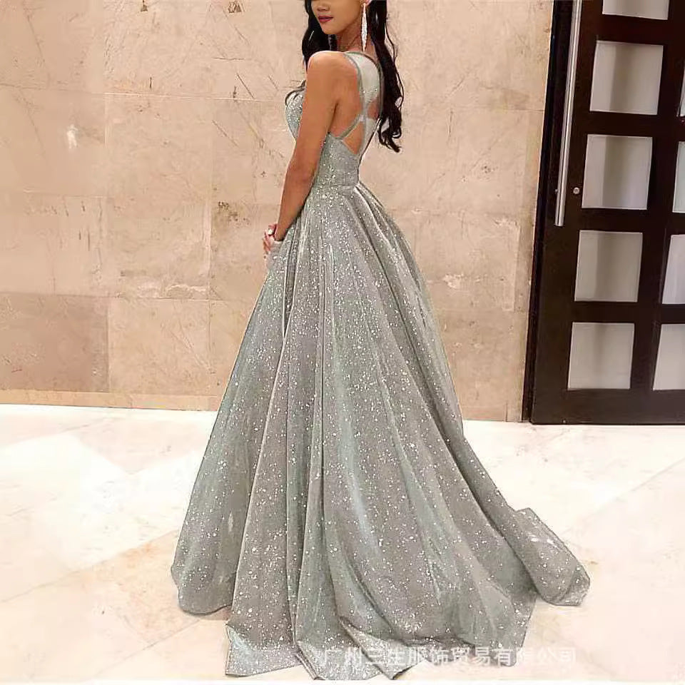 Elegant A-Line Evening Dress With Sequins