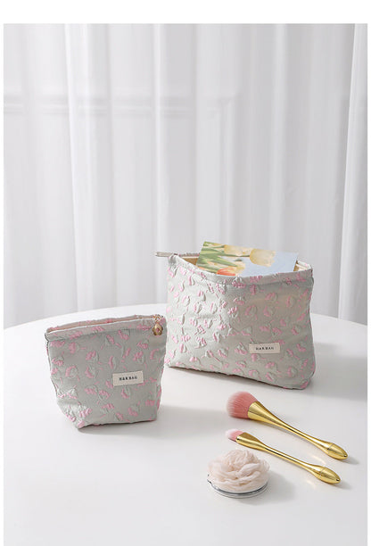 Simple Floral Jacquard Sweet Cosmetic Bag