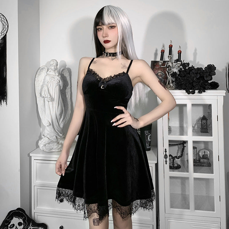 Sexy Suspender Dress Women'S Chest And Backless Lace Stitching New Short Dress