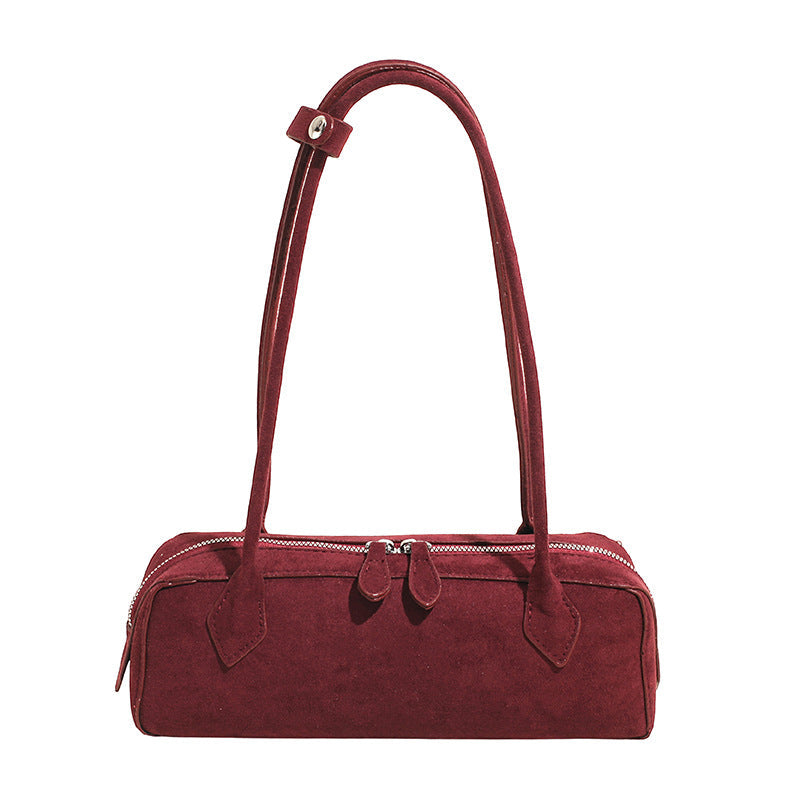 French Vintage Suede Tote Bag Stylish Casual Shoulder Bag