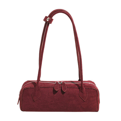 French Vintage Suede Tote Bag Stylish Casual Shoulder Bag
